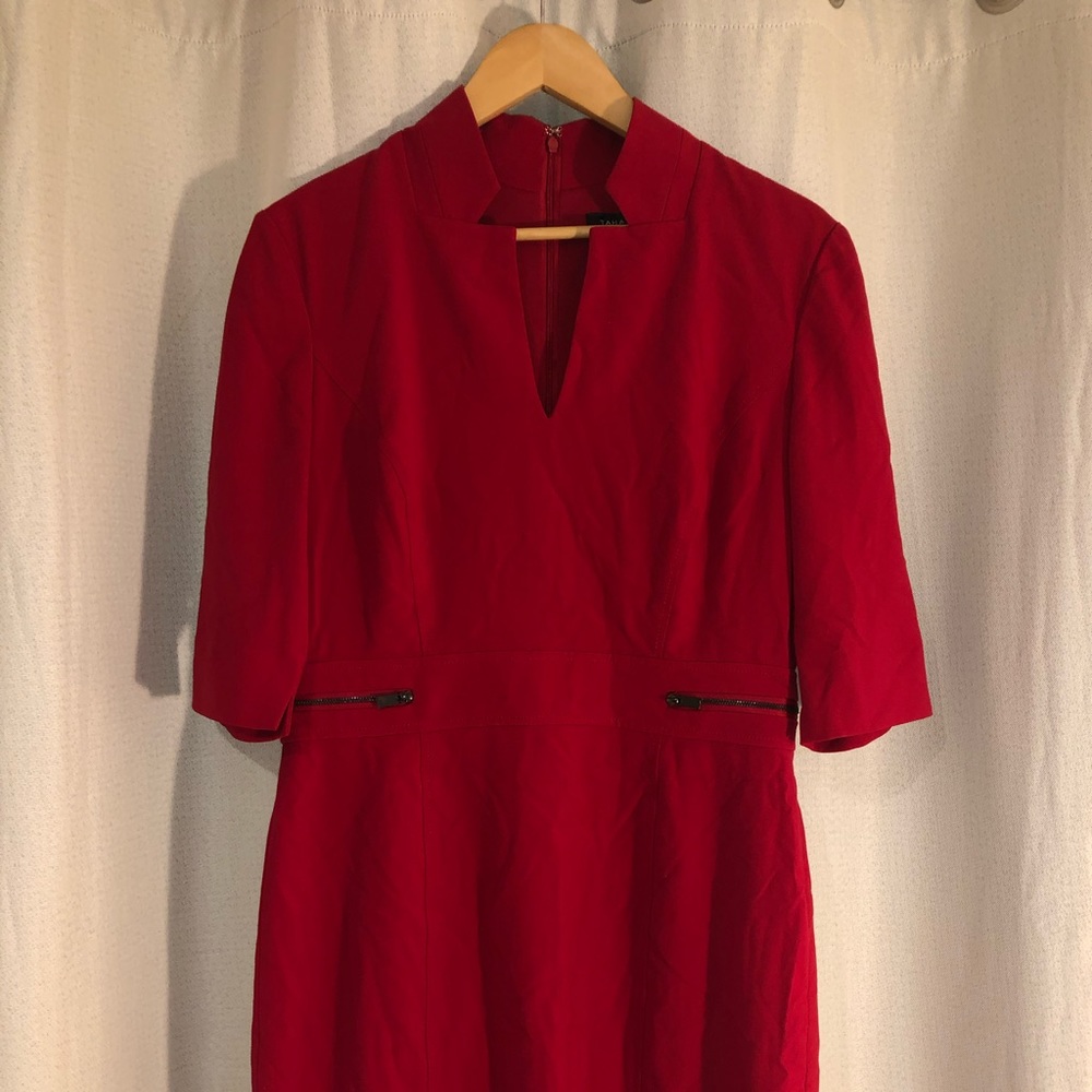 Tahari red 3/4 sleeve dress